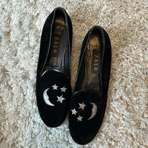 Velvet Celestial Embroidered Zalo Loafers